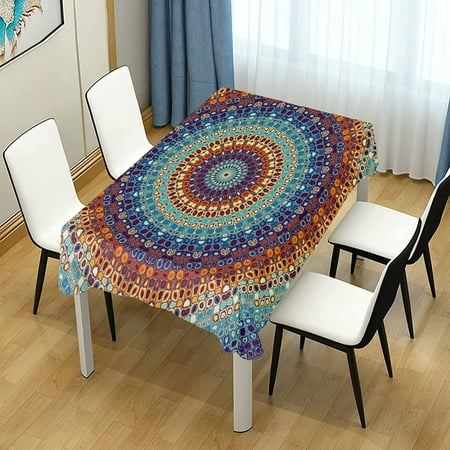 xigua Boho Mandala Native Tablecloth Rectangle Colorful Vintage Polyester Table Cloth Large Square Table Cover for Dining Kitchen Party 60x120 